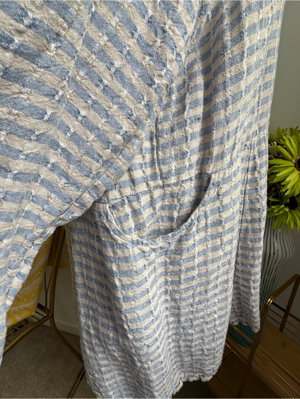 Flax Light Blue and Cream Striped Linen Tunic - Picture 3 of 10